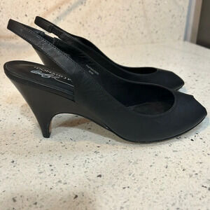 Donald J Pliner Papina Slingback Black Leather Heel NEW​